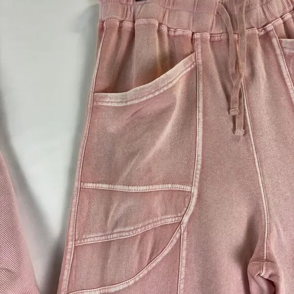 Easel Los Angeles monkey Washed Terry Knit Sweater Wide Leg - Picture 3 of 7